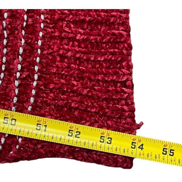 Nicole Miller Artelier Red And Silver Woven Knit CrochetSoft Throw Blanket SEE - Picture 4 of 6